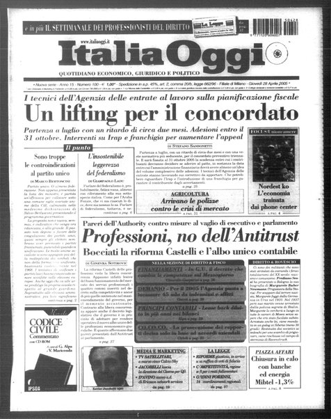 Italia oggi : quotidiano di economia finanza e politica